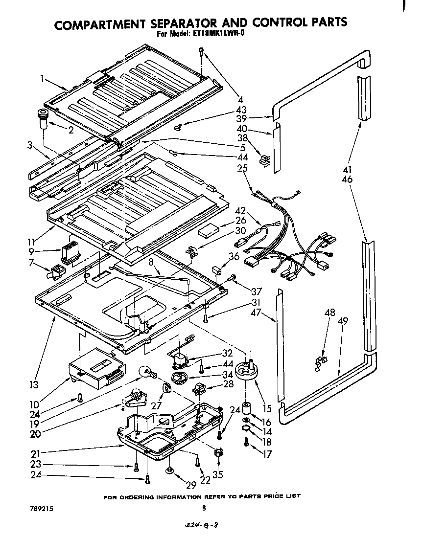 Whirlpool ET18MK1LWR0 compartment, separator, and control diagram