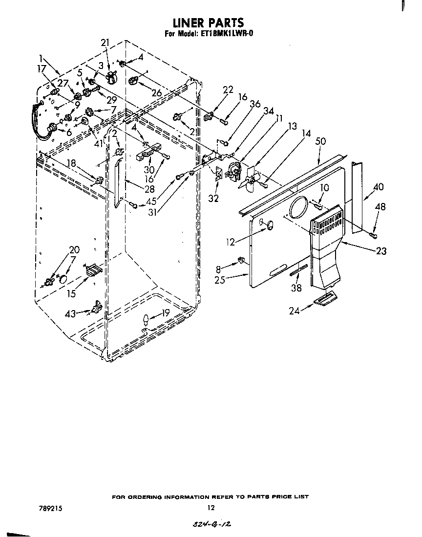 Whirlpool ET18MK1LWR0 liner diagram