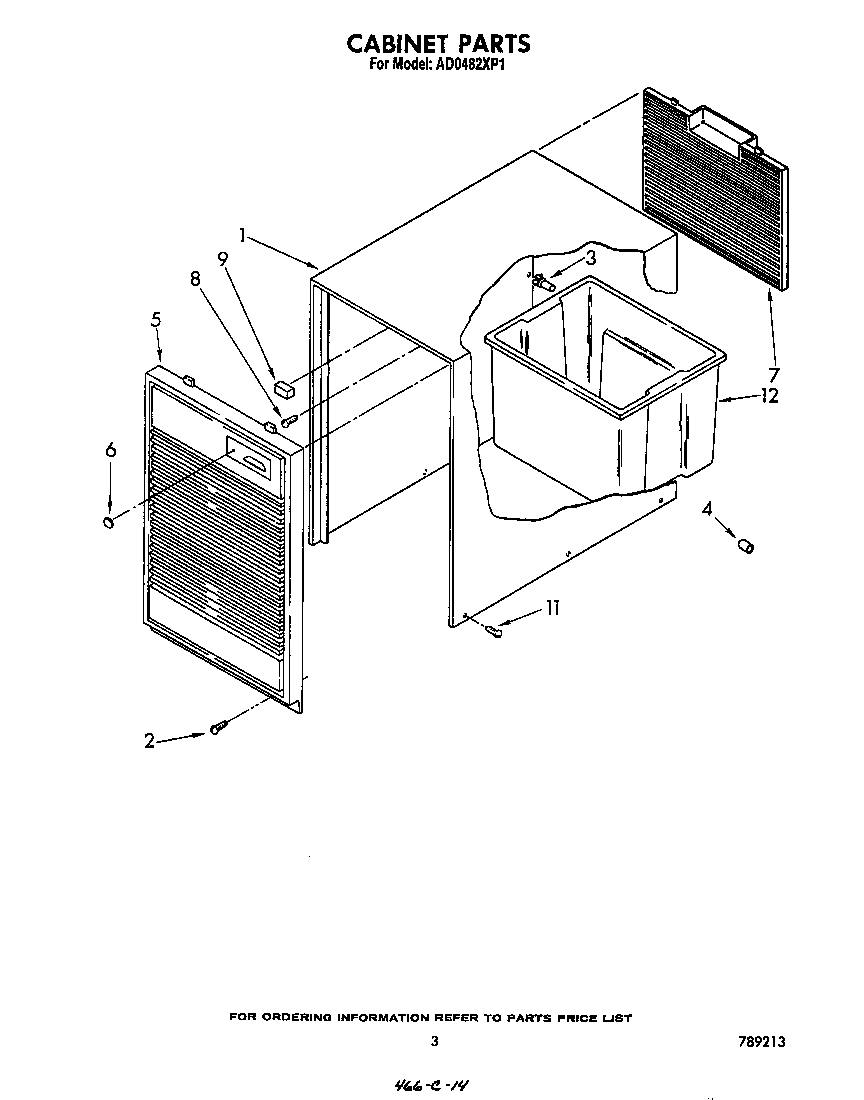 Whirlpool AD0482XP1 cabinet parts diagram