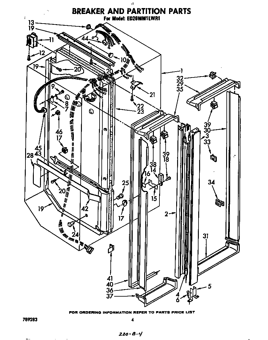 Whirlpool ED26MM1LWR1 breaker and partition diagram