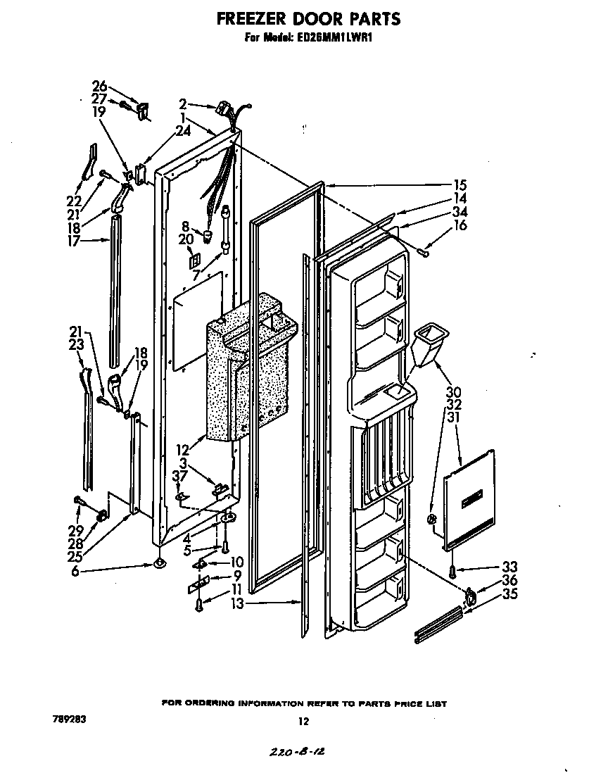 Whirlpool ED26MM1LWR1 freezer door diagram