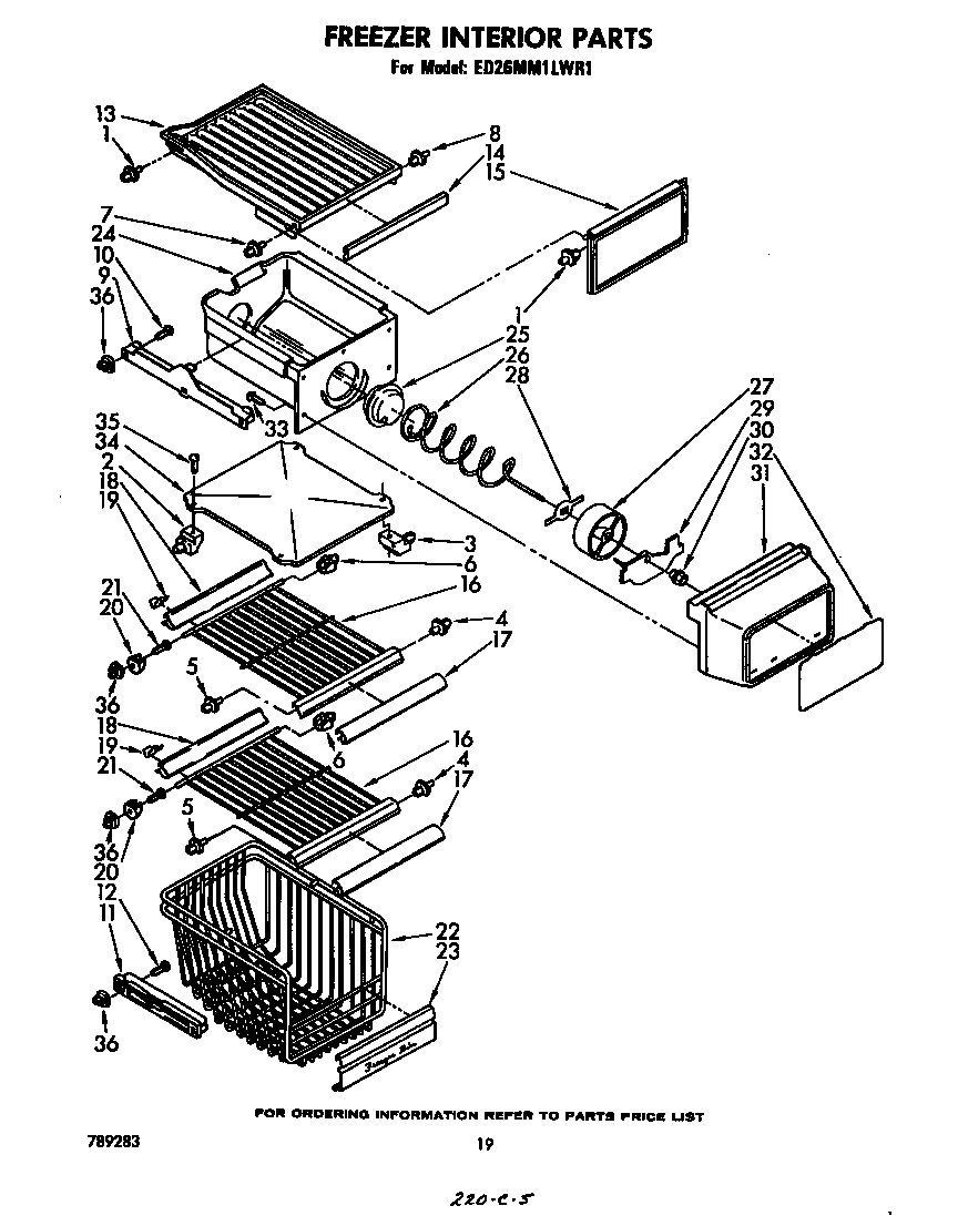 Whirlpool ED26MM1LWR1 freezer interior diagram