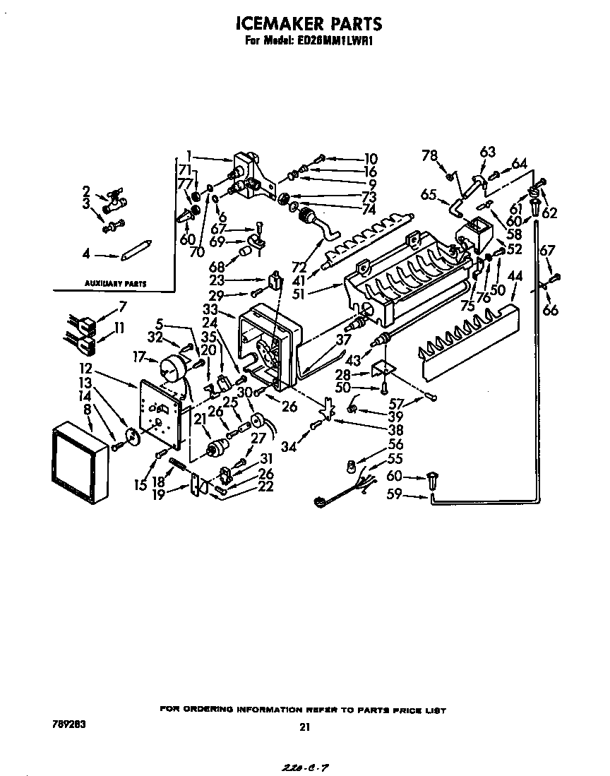 Whirlpool ED26MM1LWR1 icemaker diagram