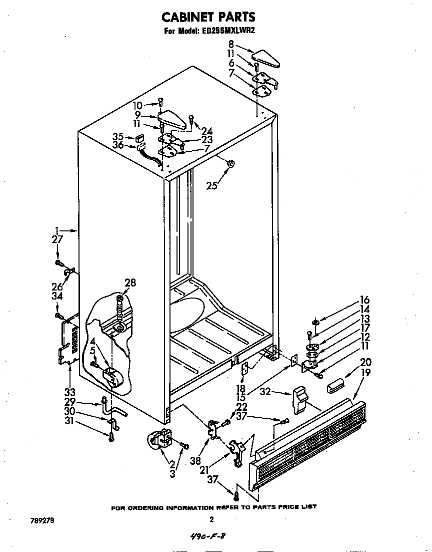Whirlpool ED25SMXLWR2 cabinet diagram