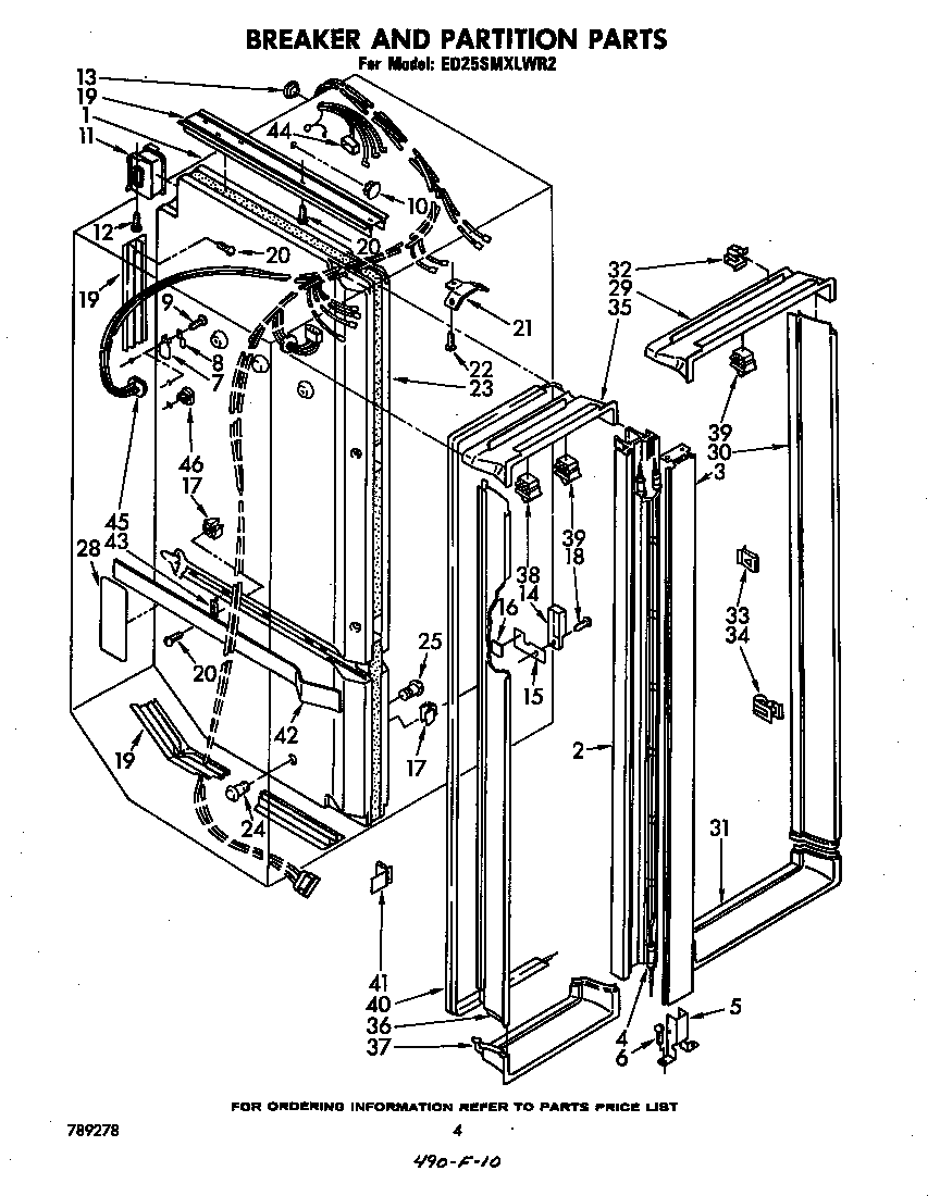 Whirlpool ED25SMXLWR2 breaker and partition diagram