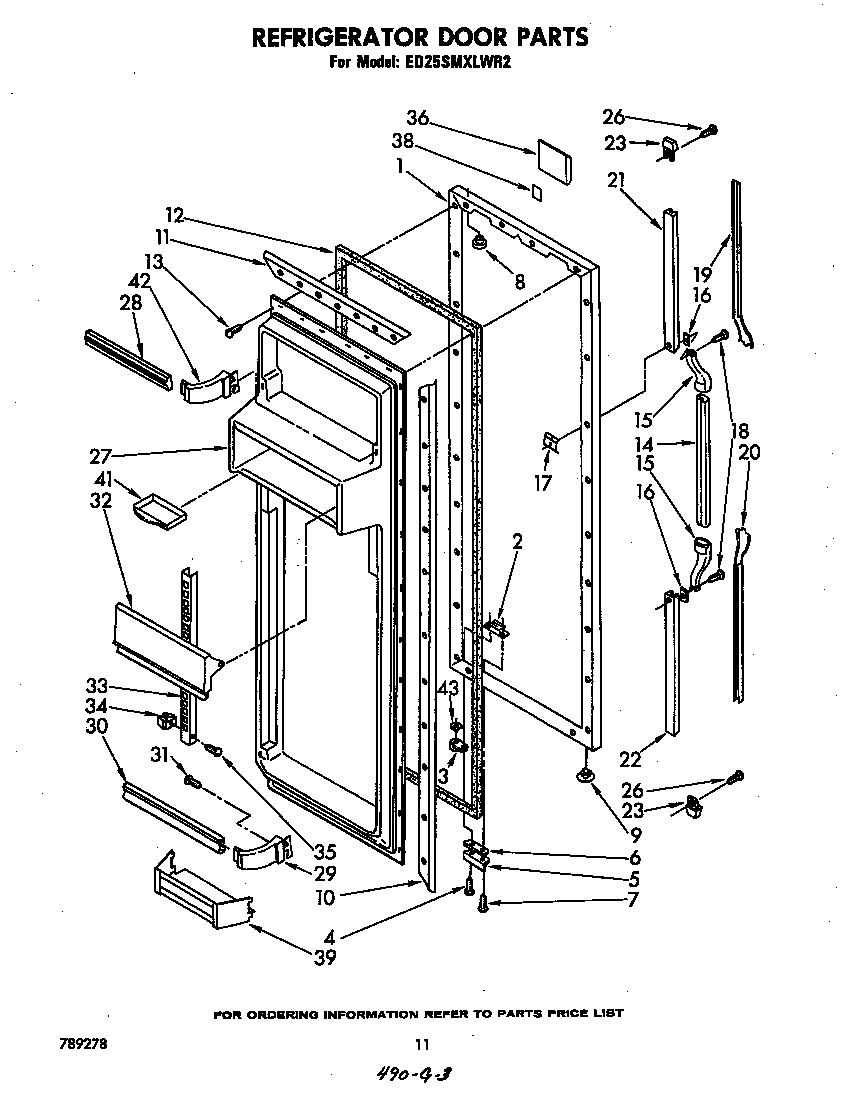 Whirlpool ED25SMXLWR2 refrigerator door diagram