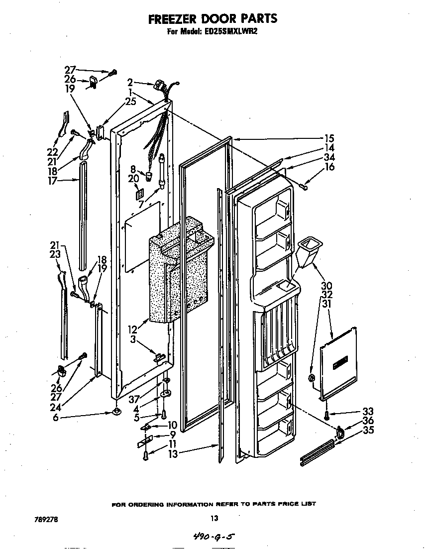 Whirlpool ED25SMXLWR2 freezer door diagram