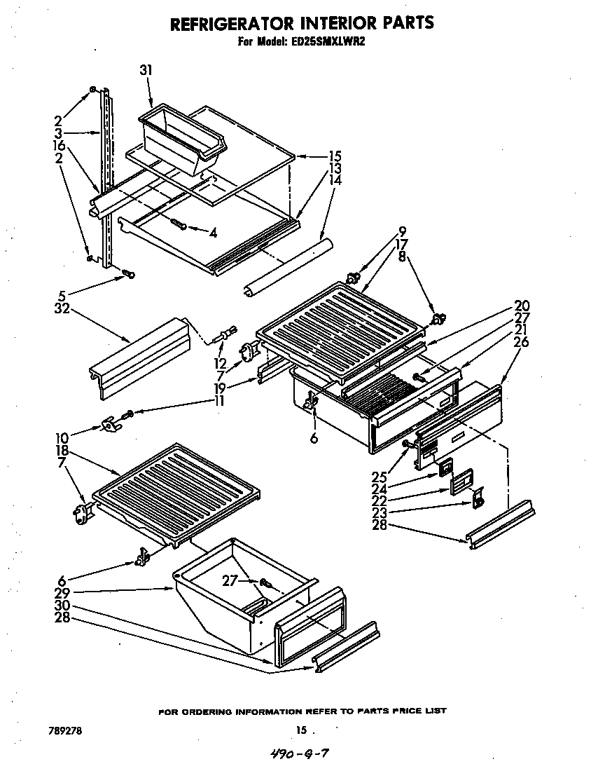 Whirlpool ED25SMXLWR2 refrigerator interior diagram