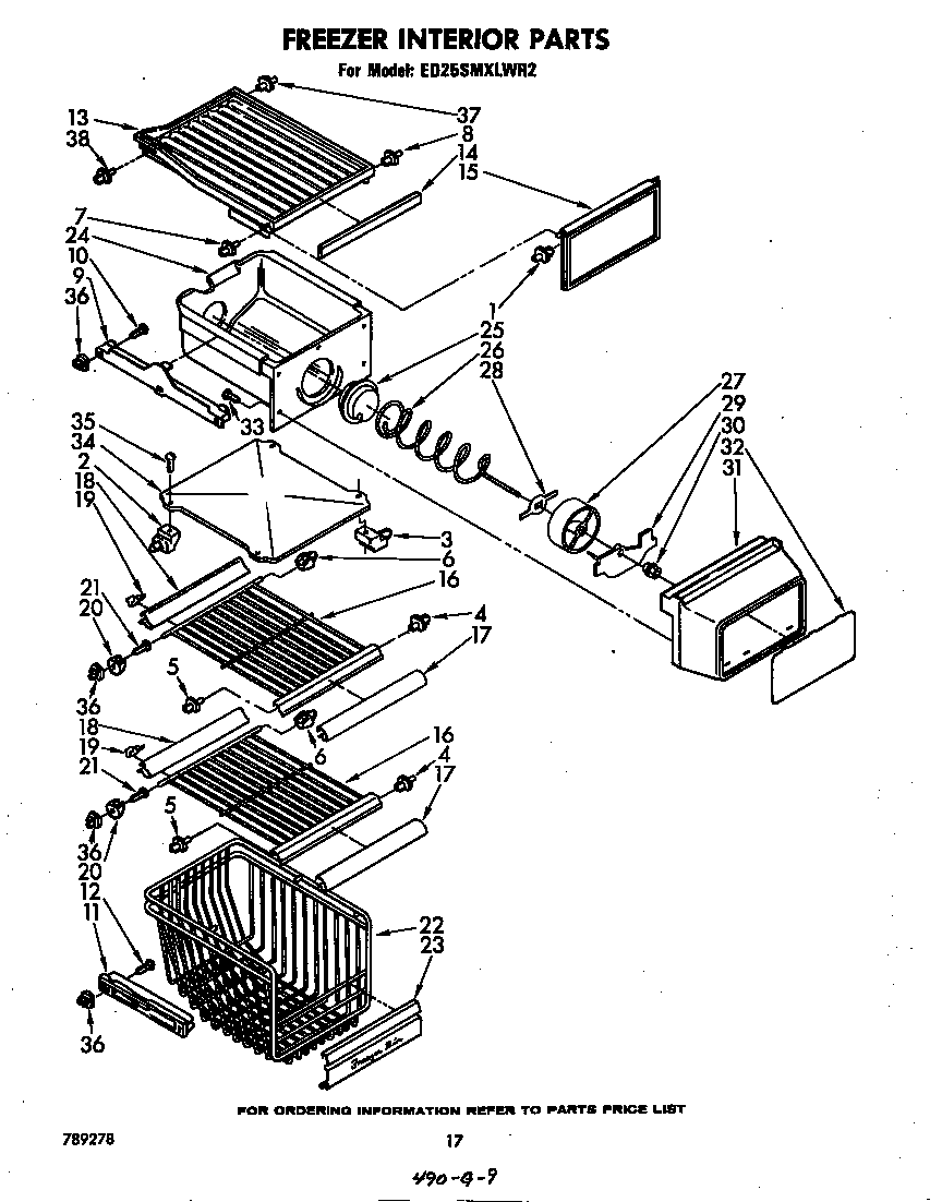 Whirlpool ED25SMXLWR2 freezer interior diagram