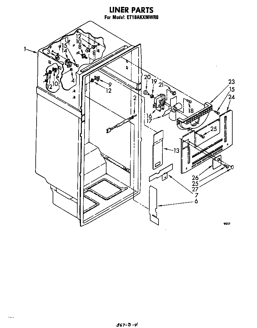Whirlpool ET18AKXMWR0 liner diagram