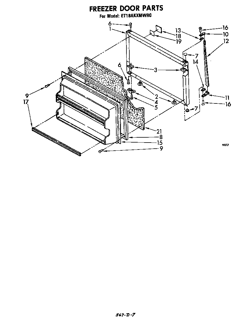 Whirlpool ET18AKXMWR0 freezer door diagram