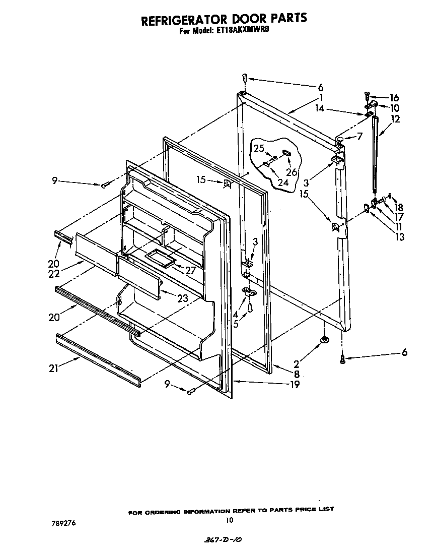 Whirlpool ET18AKXMWR0 refrigerator door diagram