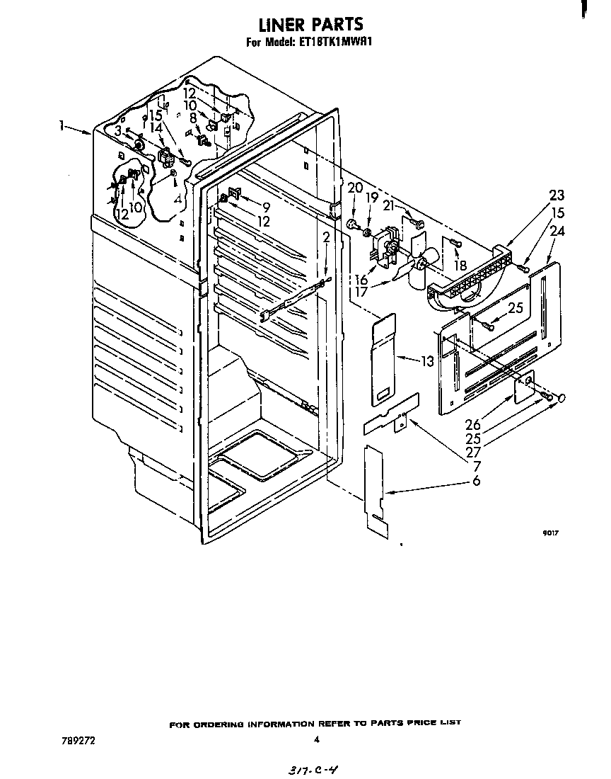 Whirlpool ET18TK1MWR1 liner diagram