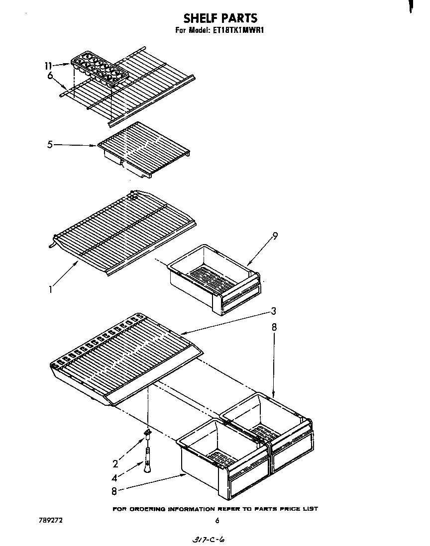 Whirlpool ET18TK1MWR1 shelf diagram