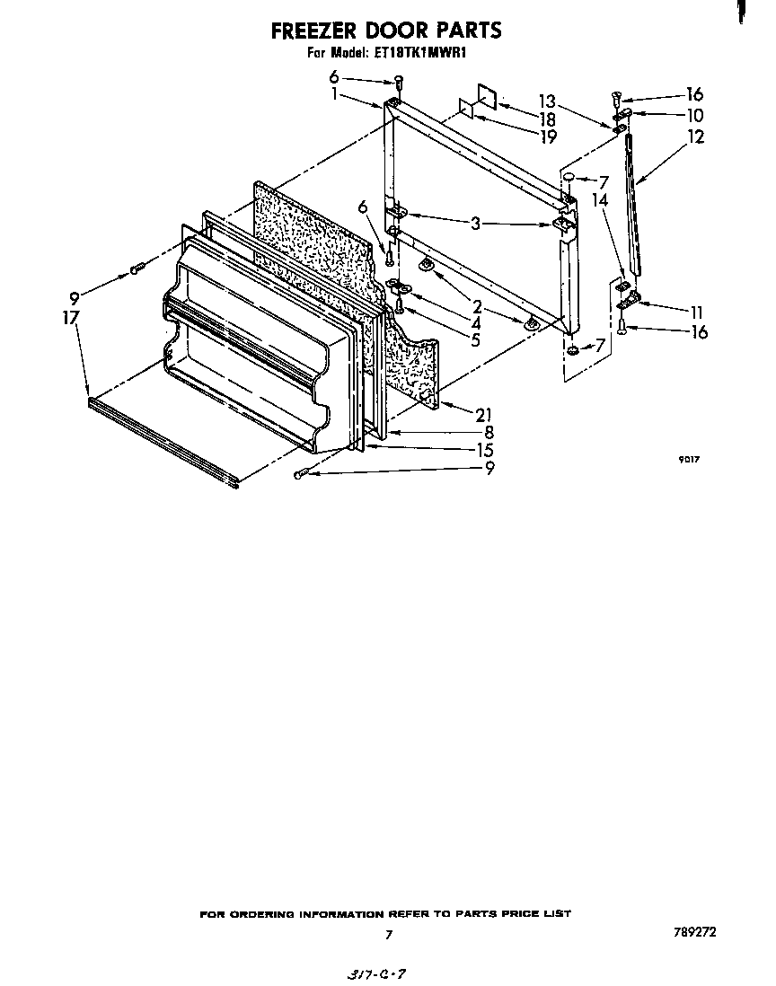 Whirlpool ET18TK1MWR1 freezer door diagram