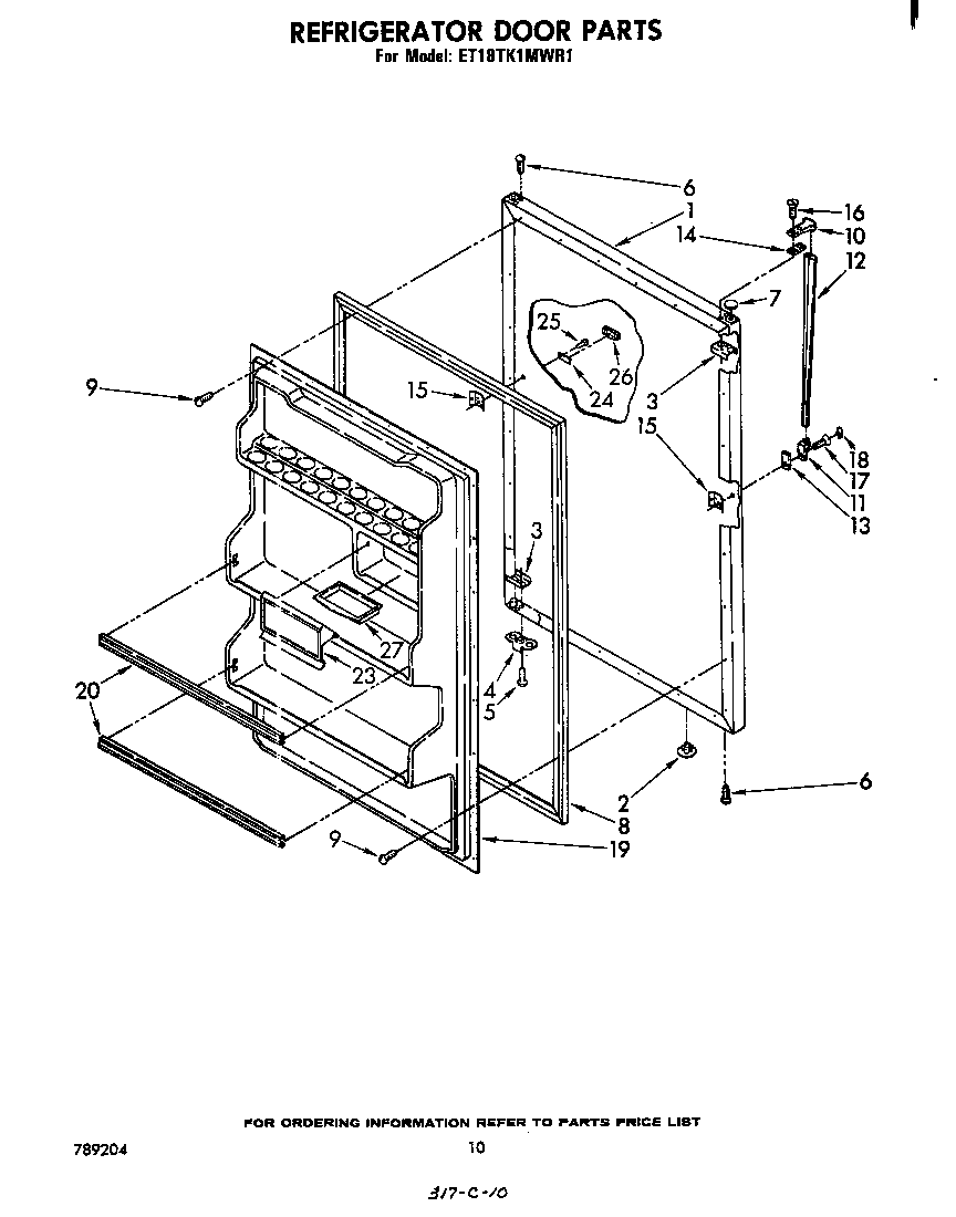 Whirlpool ET18TK1MWR1 refrigerator door diagram