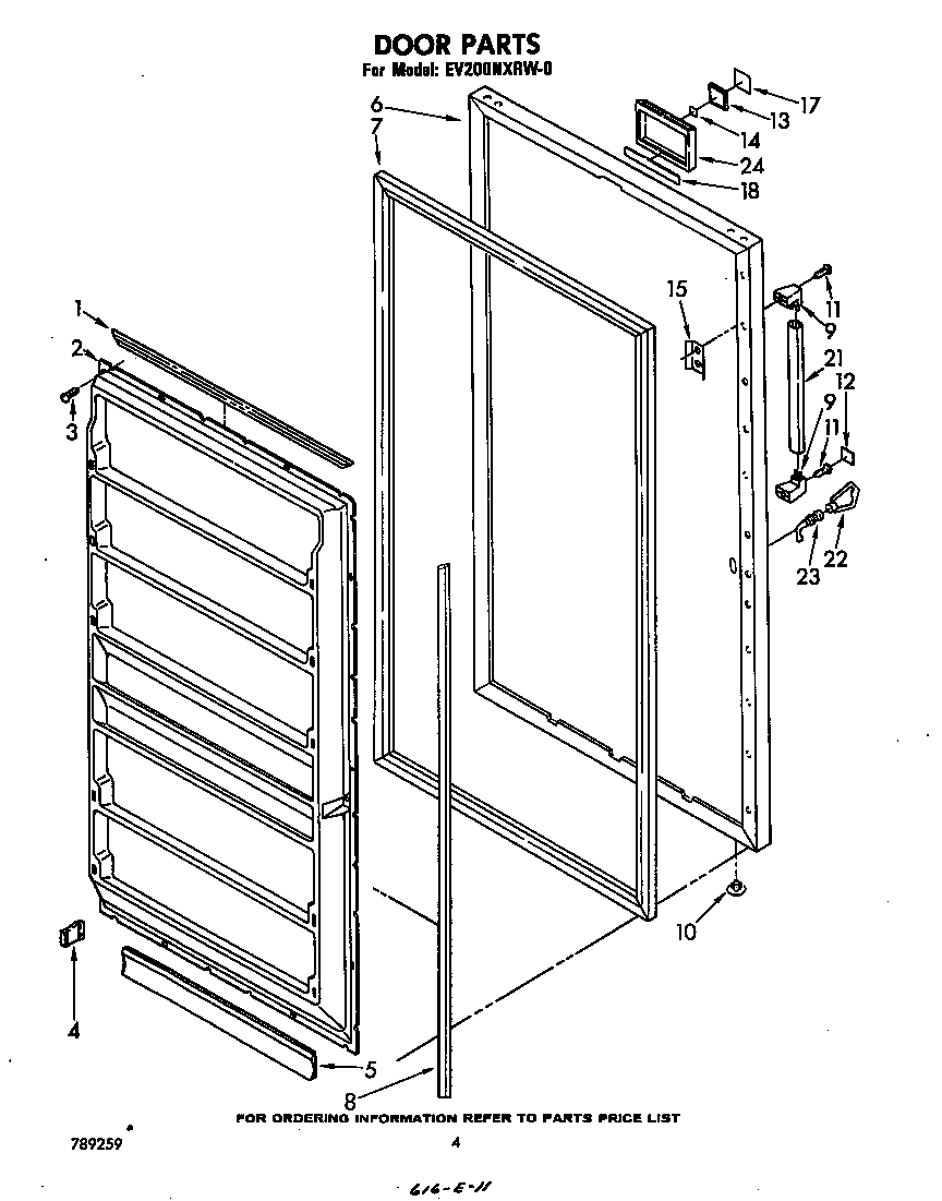Whirlpool EV200NXRW0 door diagram