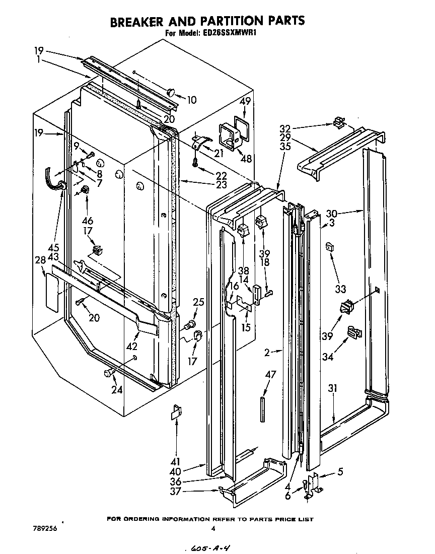 Whirlpool ED26SSXMWR1 breaker and partition diagram