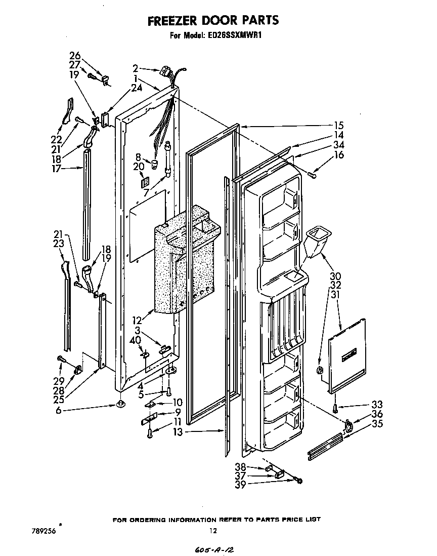 Whirlpool ED26SSXMWR1 freezer door diagram