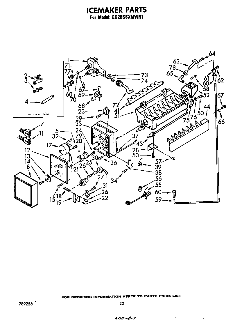 Whirlpool ED26SSXMWR1 ice maker diagram