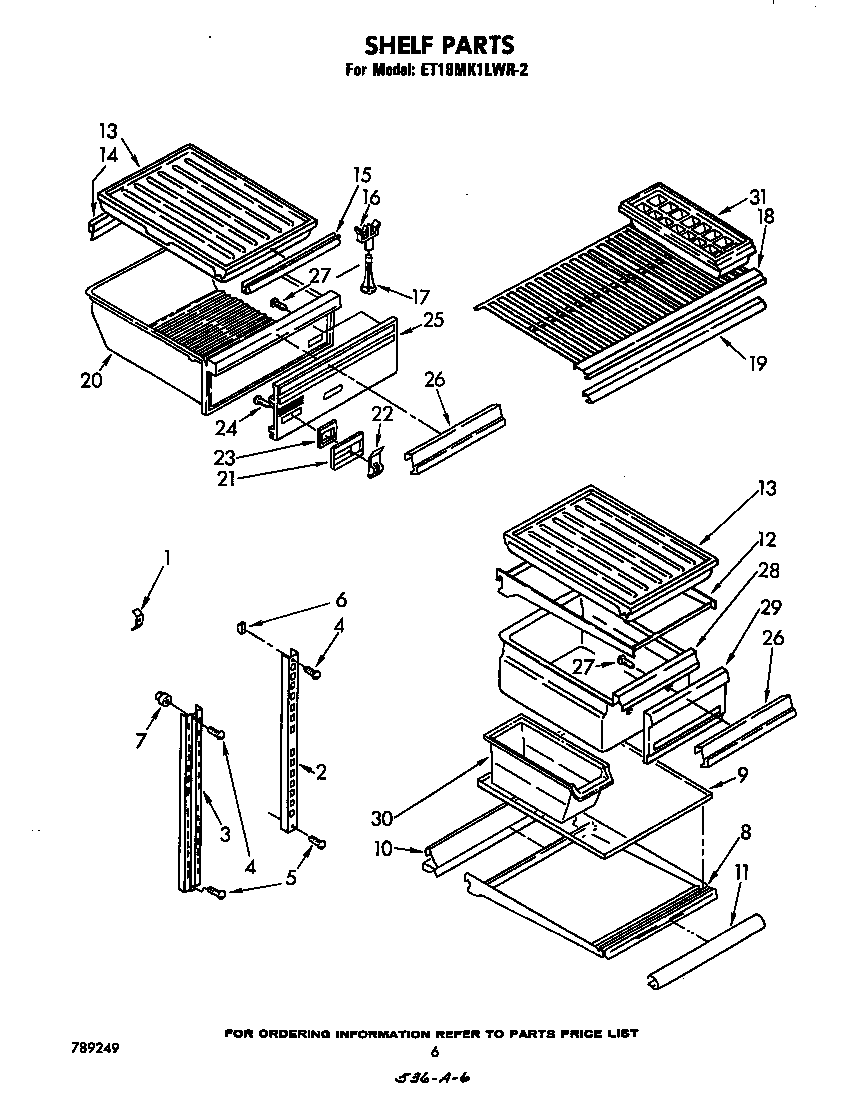 Whirlpool ET18MK1LWR2 shelf diagram