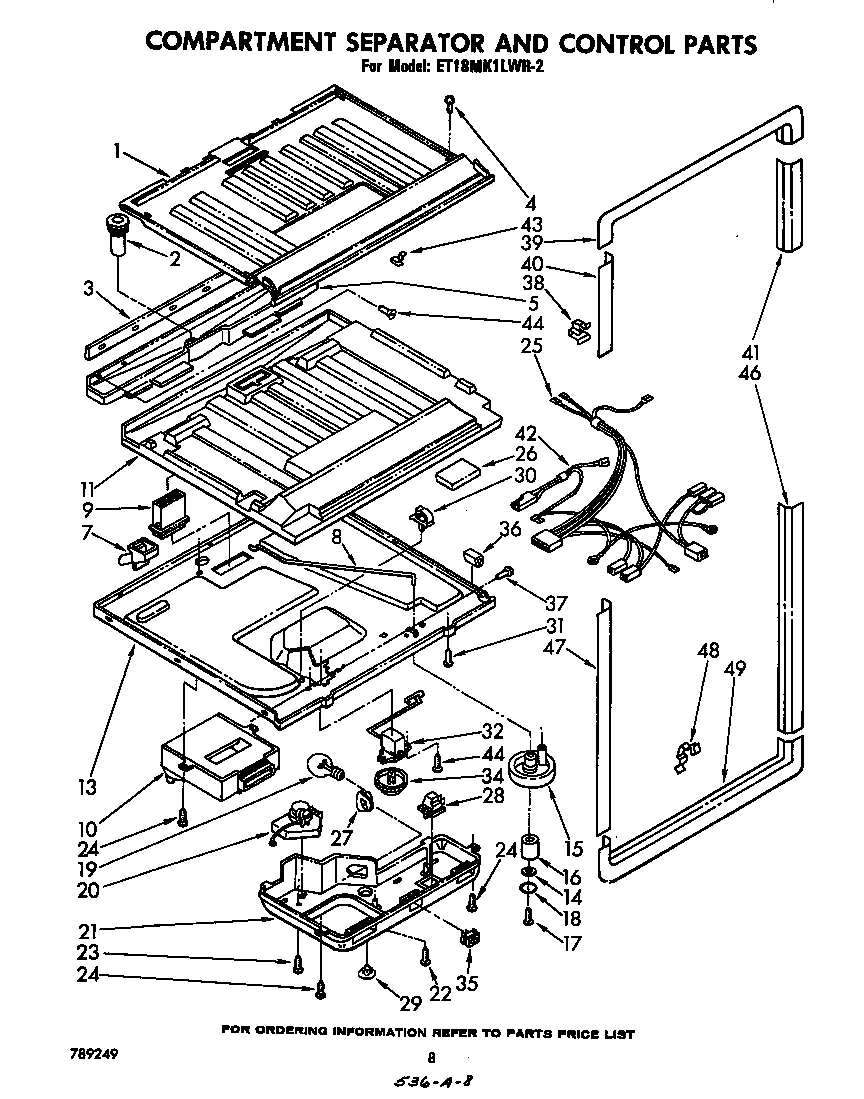 Whirlpool ET18MK1LWR2 compartment separator and control diagram
