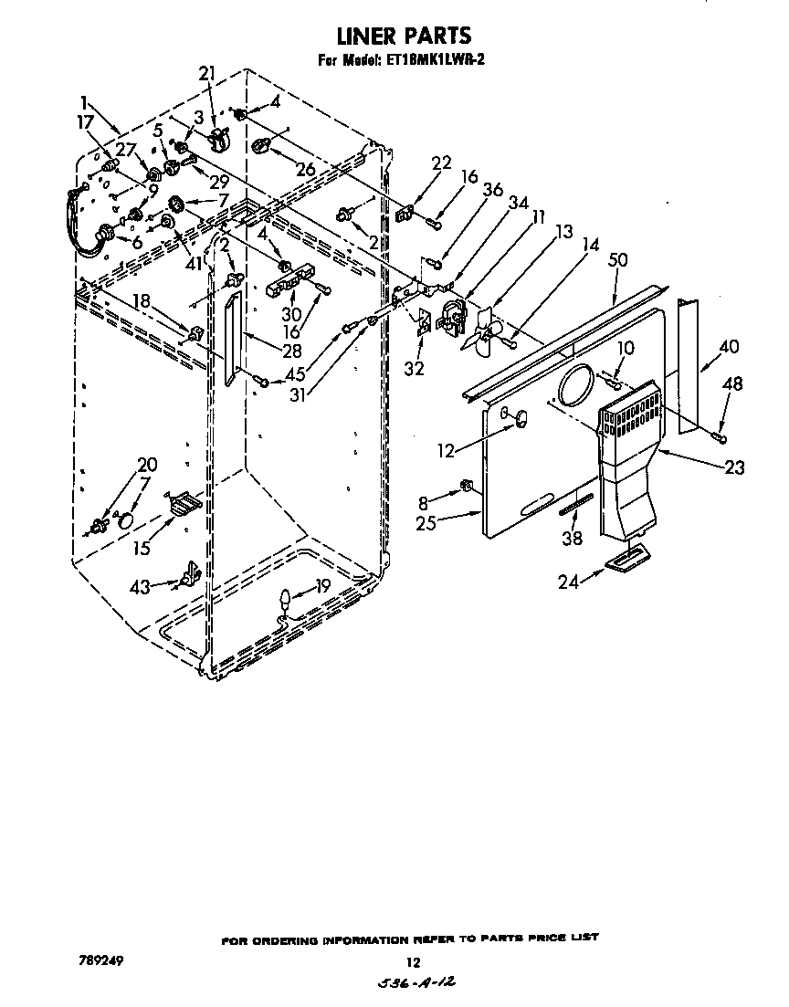 Whirlpool ET18MK1LWR2 liner diagram