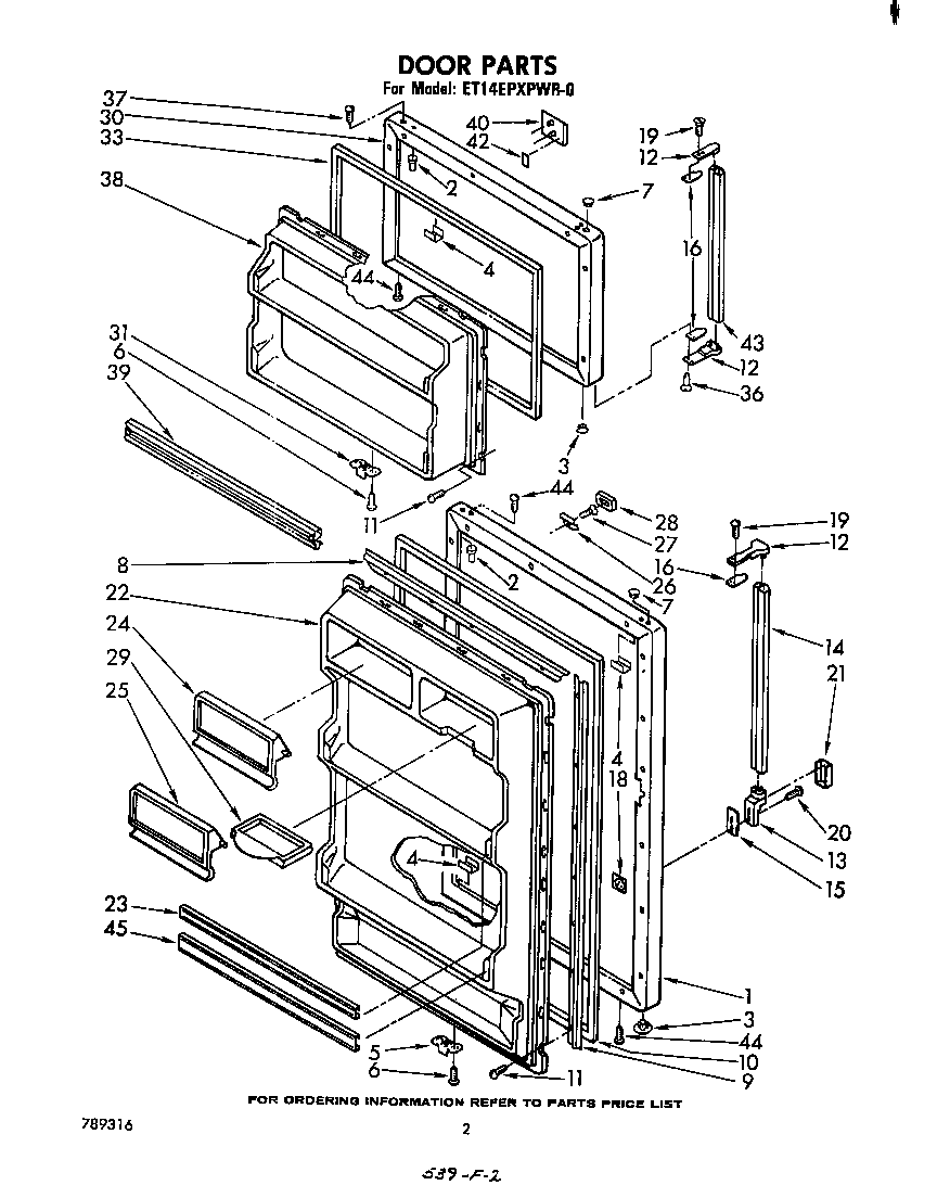 Whirlpool ET14EPXPWR0 door parts diagram