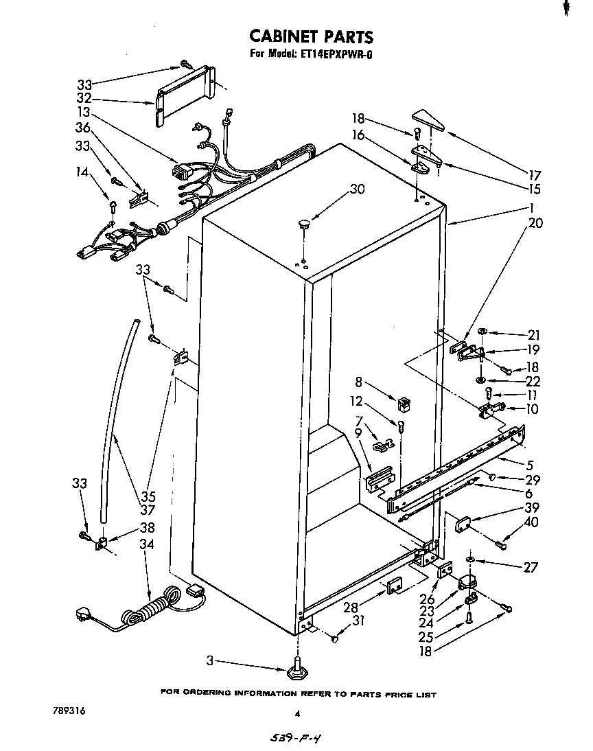 Whirlpool ET14EPXPWR0 cabinet diagram