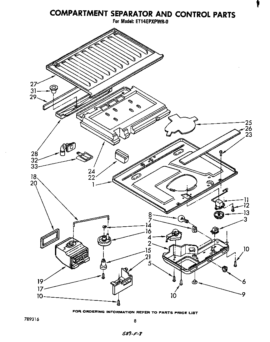 Whirlpool ET14EPXPWR0 compartment separator and control diagram