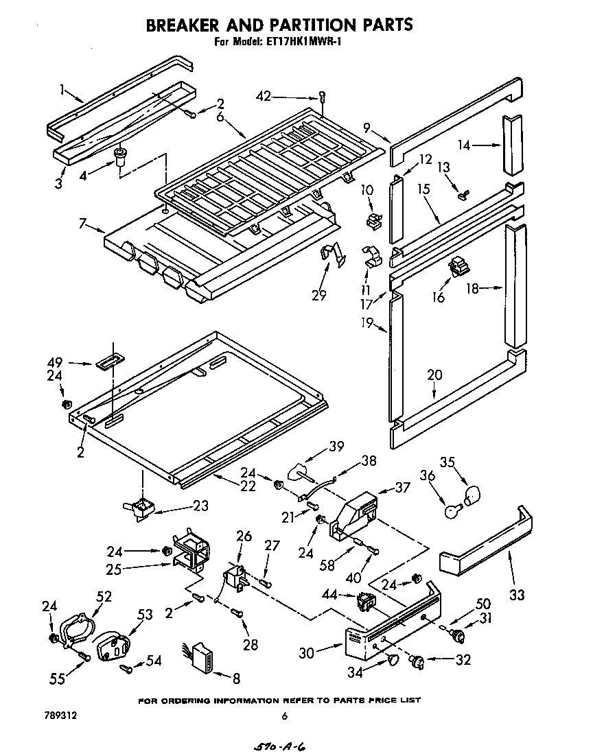 Whirlpool ET17HK1MWR1 breaker and partition diagram