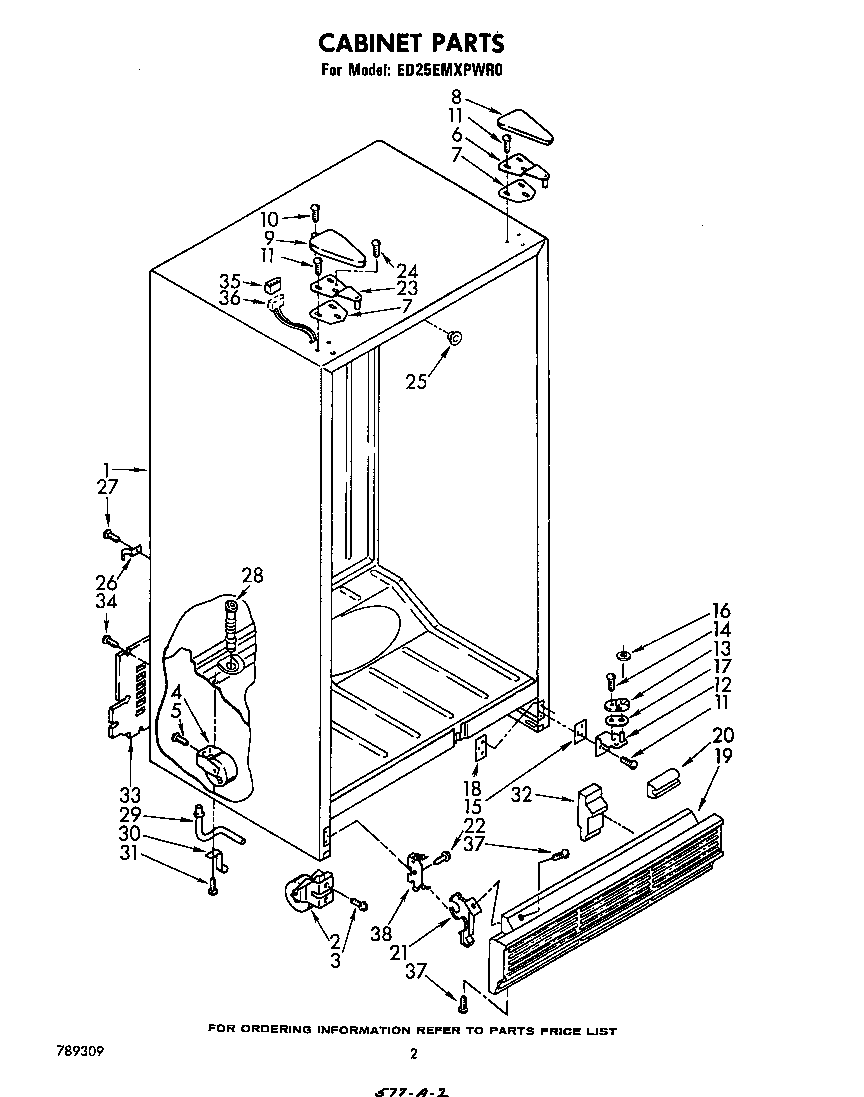 Whirlpool ED25EMXPWR0 cabinet diagram