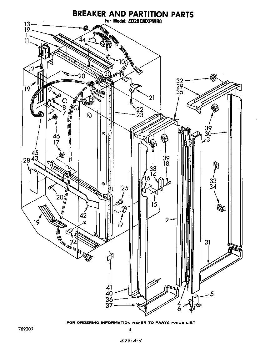 Whirlpool ED25EMXPWR0 breaker and partition diagram