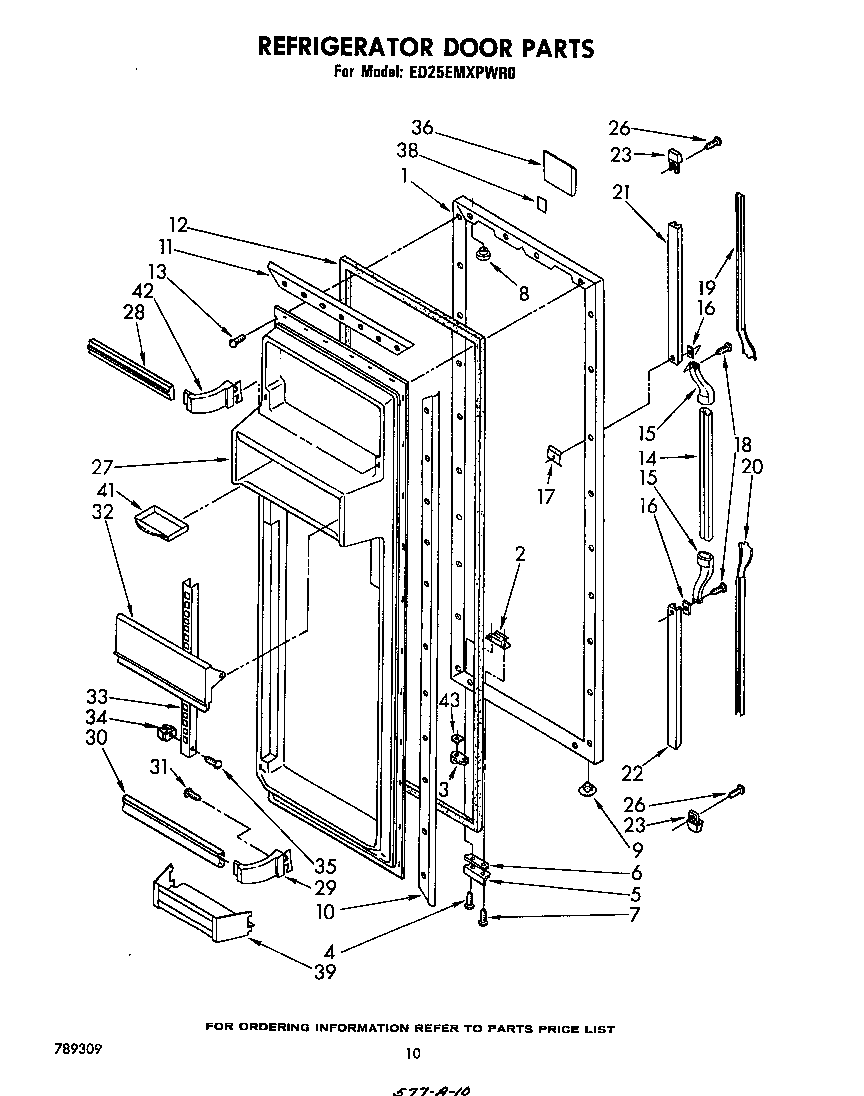 Whirlpool ED25EMXPWR0 refrigerator door diagram