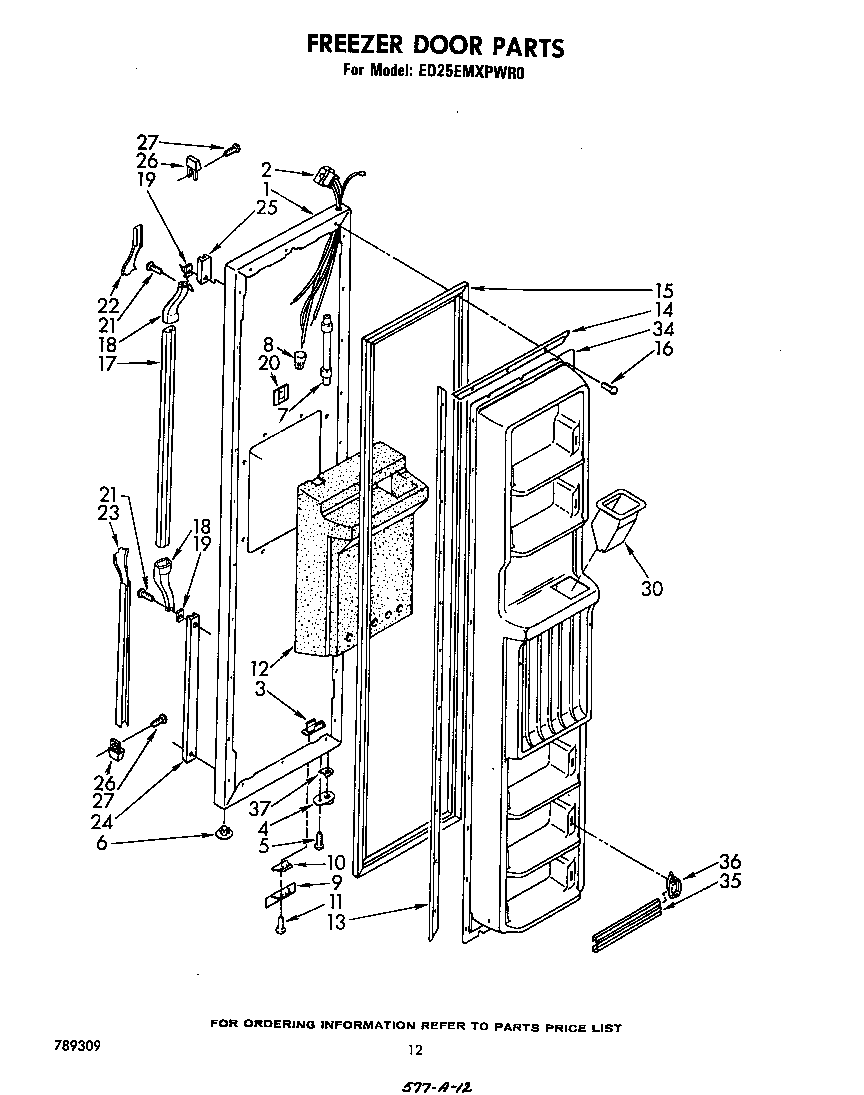 Whirlpool ED25EMXPWR0 freezer door diagram