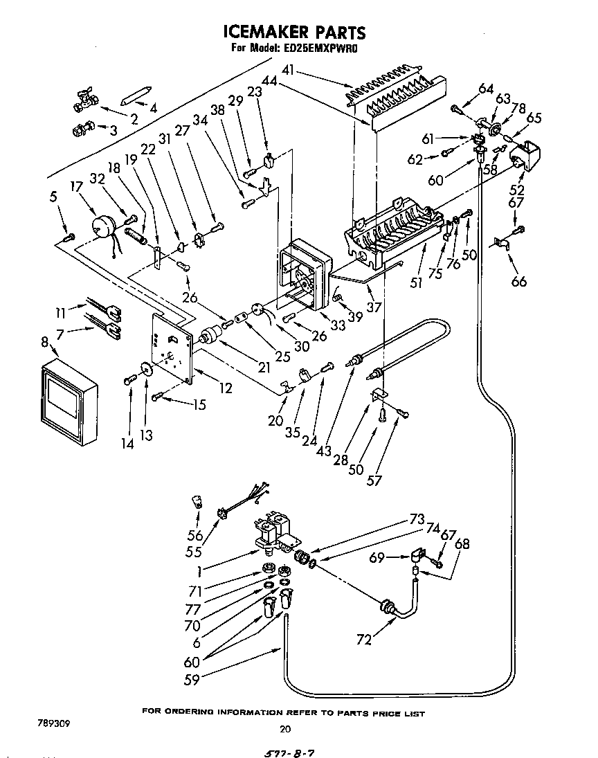 Whirlpool ED25EMXPWR0 ice maker diagram