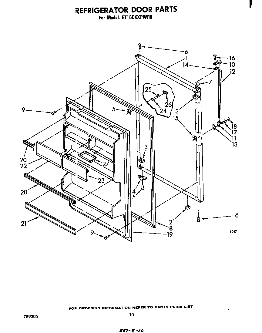 Whirlpool ET16EKXPWR0 refrigerator door diagram