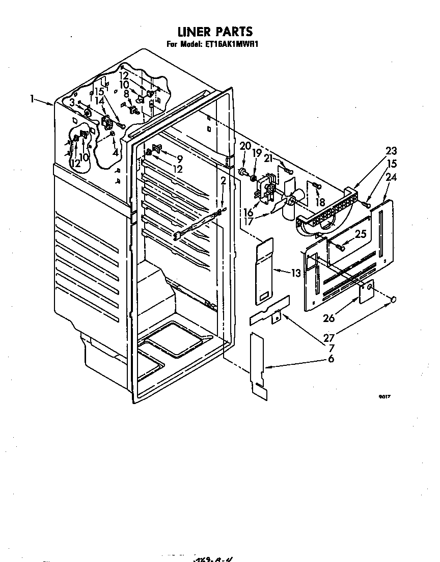 Whirlpool ET16AK1MWR1 liner diagram