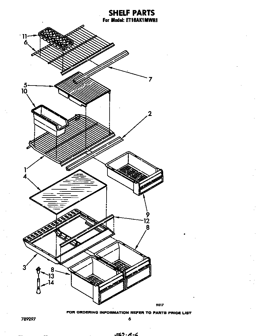 Whirlpool ET16AK1MWR1 shelf diagram