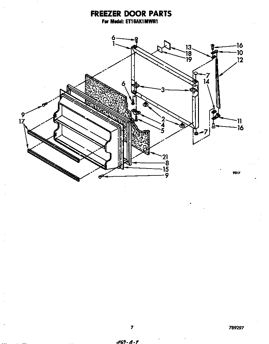 Whirlpool ET16AK1MWR1 freezer door diagram