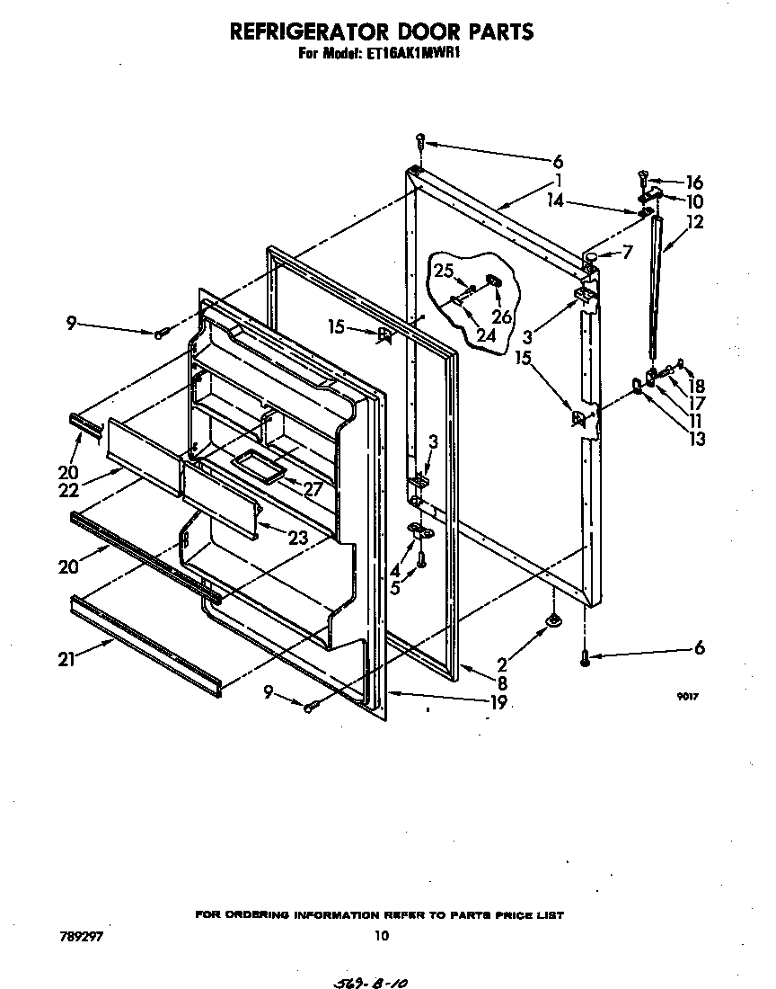 Whirlpool ET16AK1MWR1 refrigerator door diagram