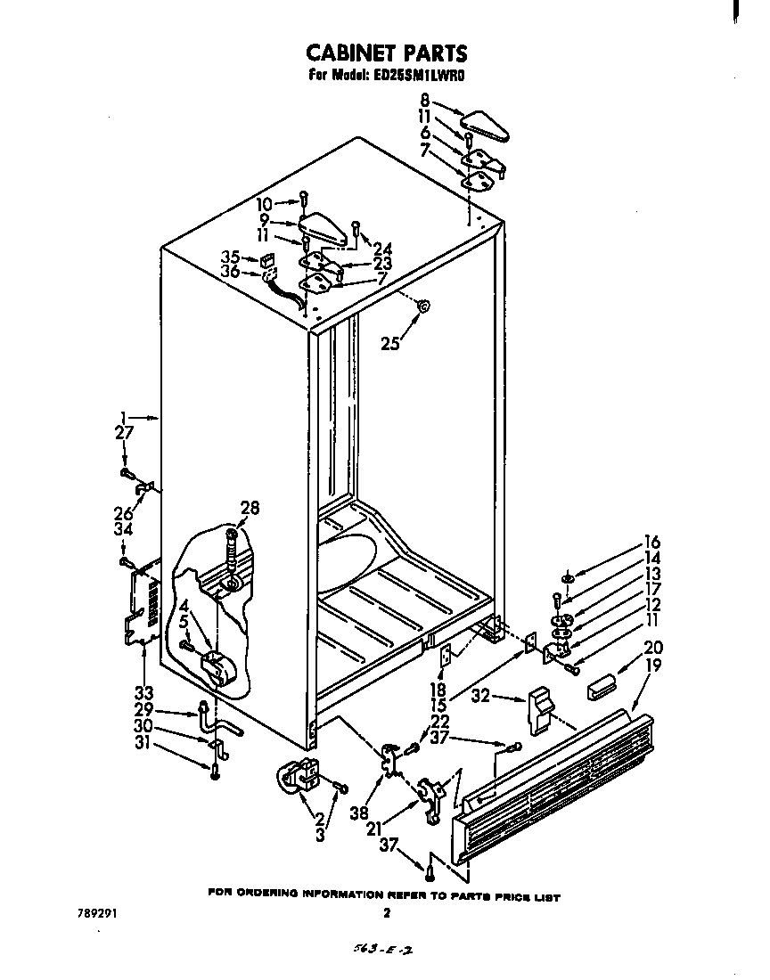 Whirlpool ED25SM1LWR0 cabinet diagram