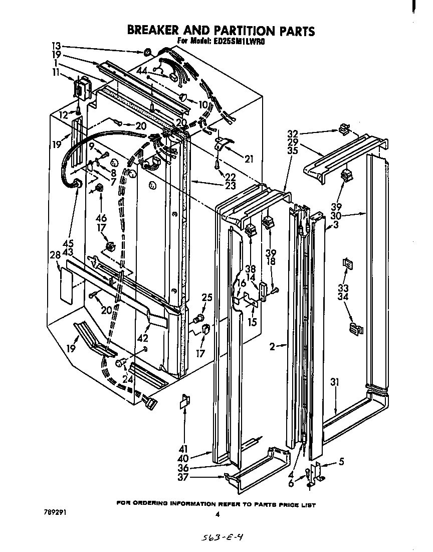 Whirlpool ED25SM1LWR0 breaker and partition diagram