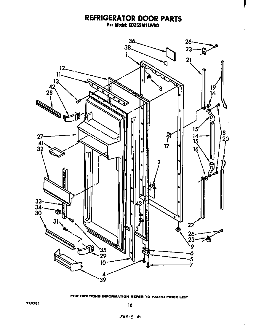 Whirlpool ED25SM1LWR0 refrigerator door diagram