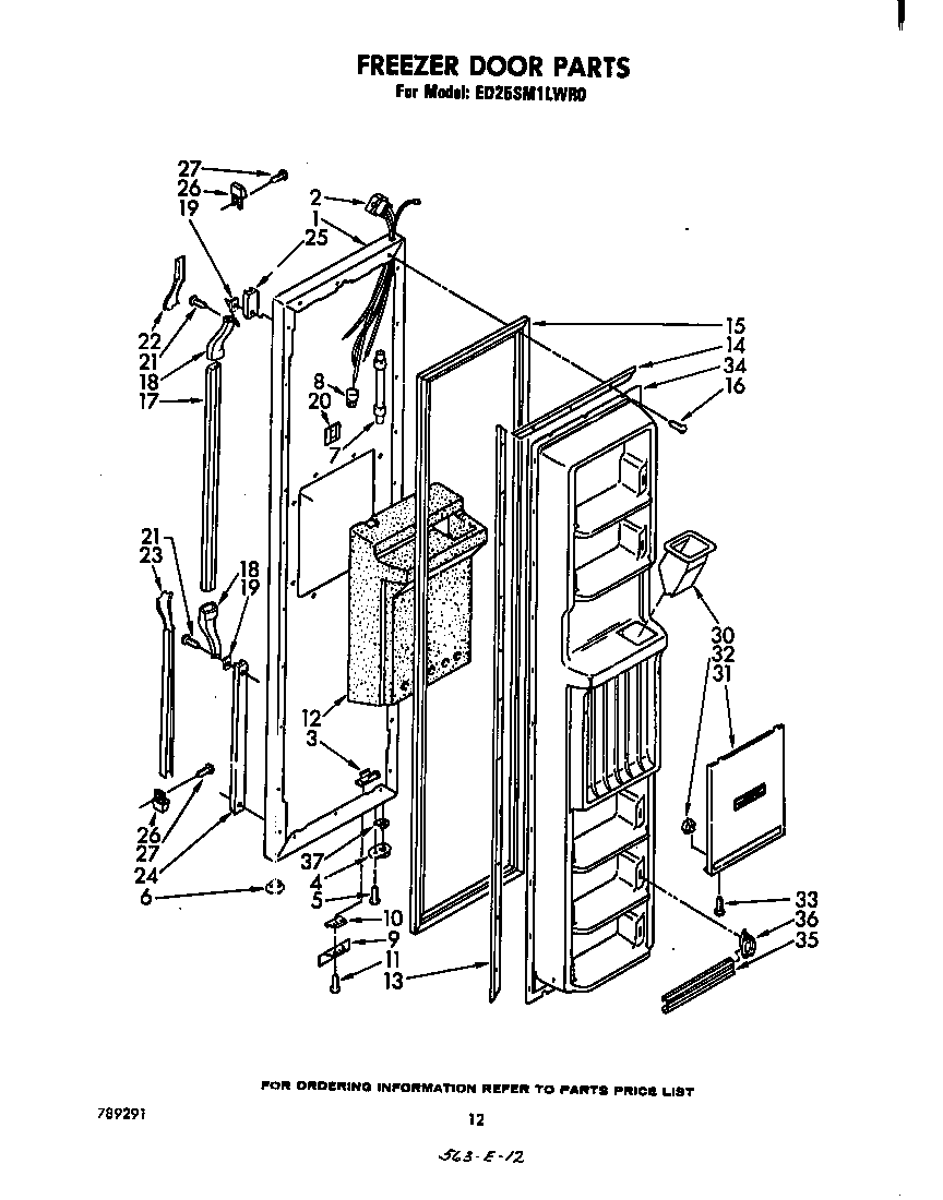 Whirlpool ED25SM1LWR0 freezer door diagram