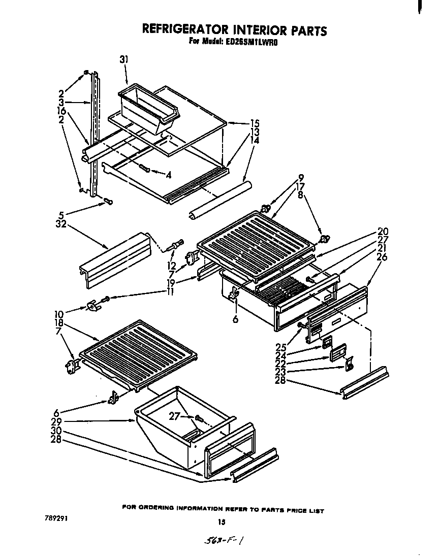 Whirlpool ED25SM1LWR0 refrigerator interior diagram