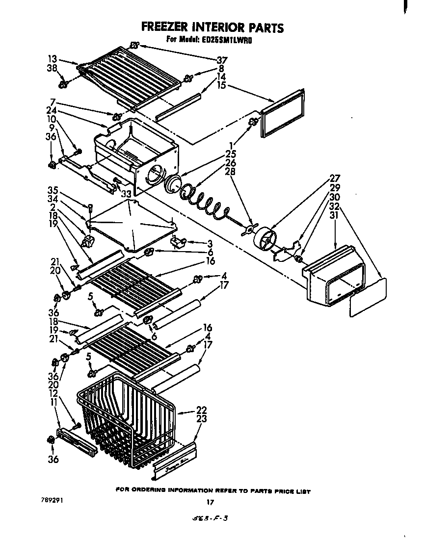 Whirlpool ED25SM1LWR0 freezer interior diagram