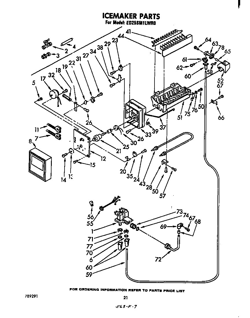 Whirlpool ED25SM1LWR0 ice maker diagram