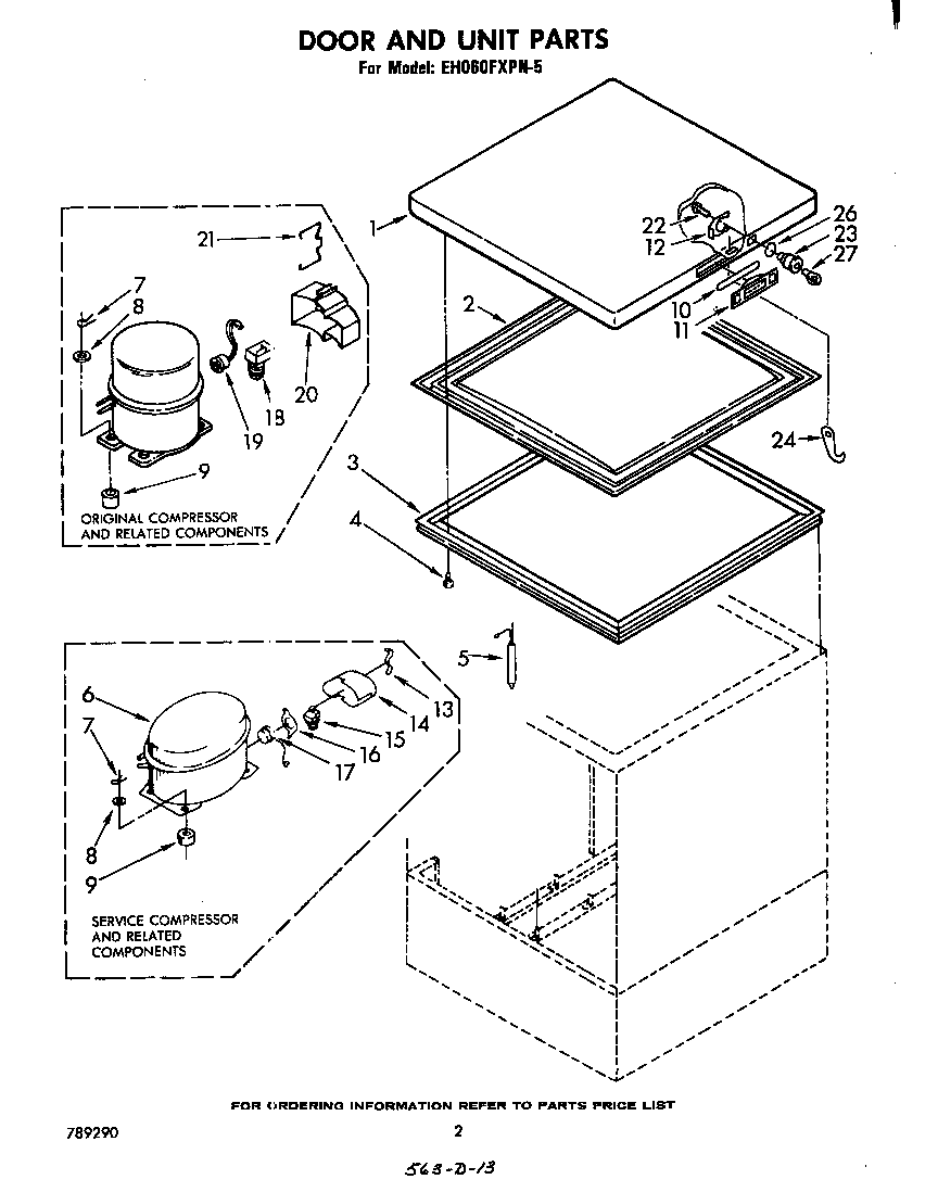 Whirlpool EH060FXPN5 door/unit parts diagram