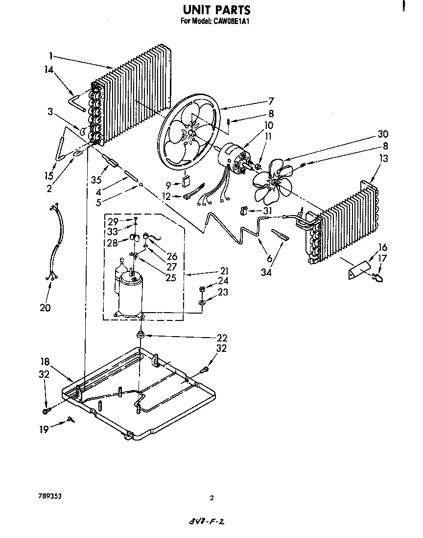Whirlpool CAW08E1A1 unit parts diagram